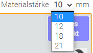 Materialstärke verändern im BRETT auf BRETT Möbelplaner